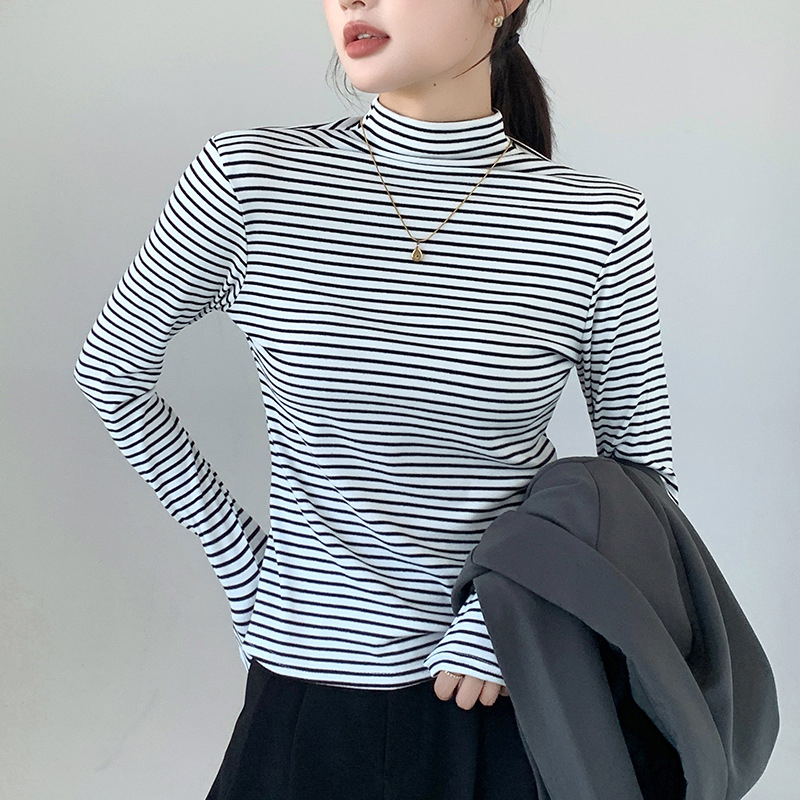 Classic Striped Women Mock Nec - Base Layer Top 评论和价格